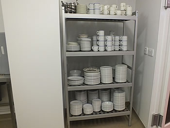 Photo Gallery Image - Catering facilities, crockery ready for use.